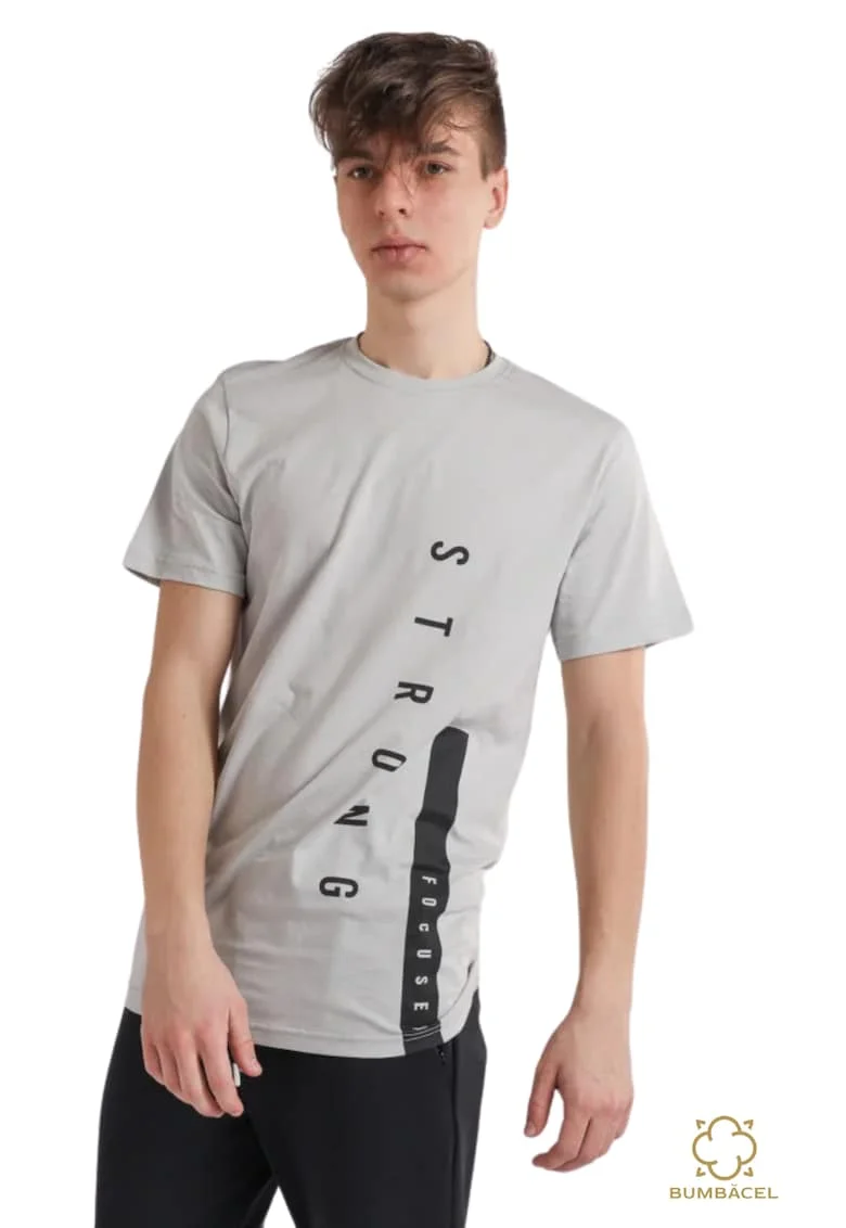 Tricou pentru barbati cu imprimeu si maneca scurta - 65998, Gri