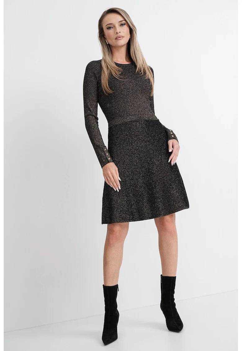 Rochie combi cu croiala in A, Negru