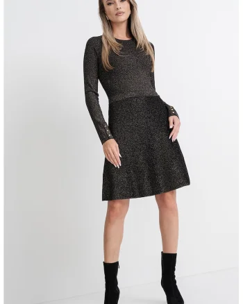 Rochie combi cu croiala in A, Negru
