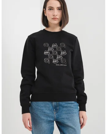 Bluza de trening din bumbac organic cu logo, Negru