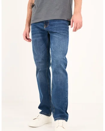 Blugi regular fit cu aspect decolorat, Bleumarin