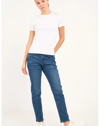 Blugi slim fit cu talie medie, Albastru