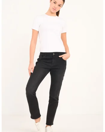 Blugi crop slim fit, Gri antracit