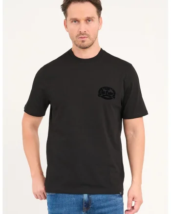 Tricou cu decolteu la baza gatului si logo, Gri antracit