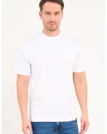 Tricou cu decolteu la baza gatului si logo, Alb