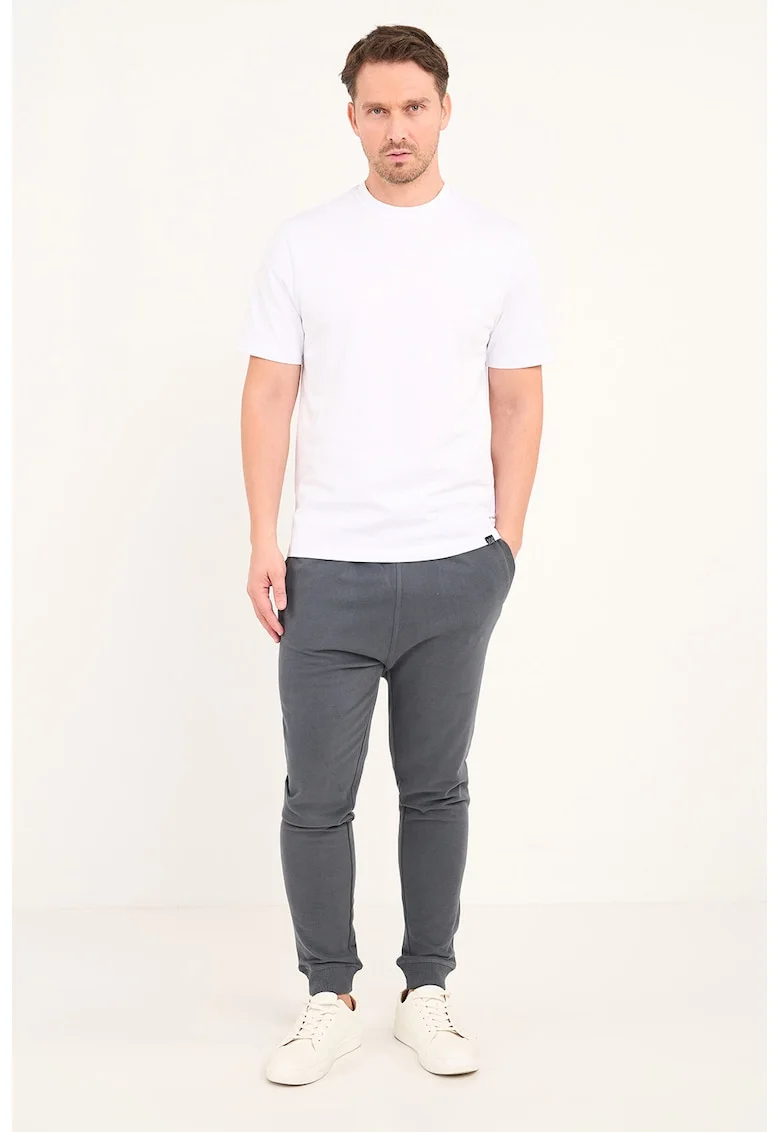 Pantaloni de trening din amestec de bumbac cu snur, Gri inchis