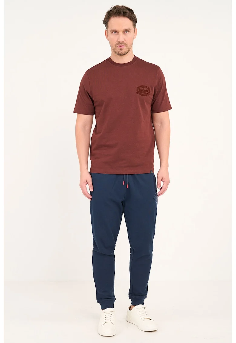 Pantaloni de trening cu snur si logo, Bleumarin