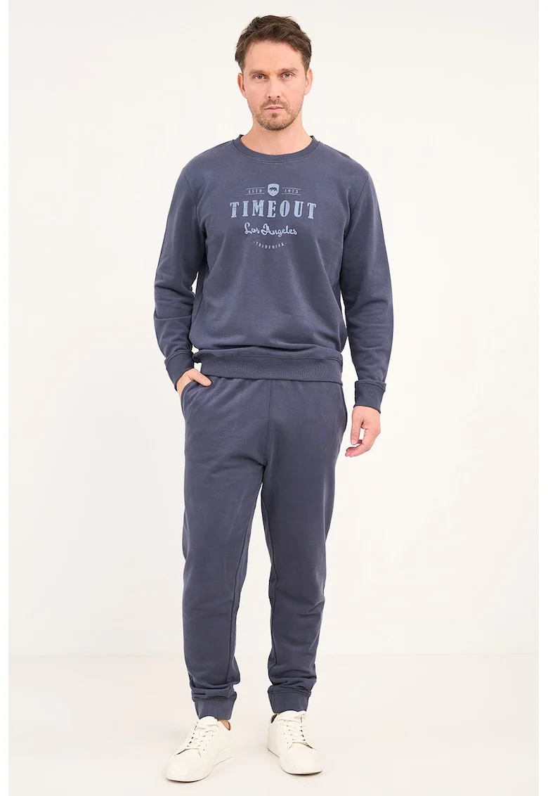 Pantaloni relaxed fit cu snur, Albastru