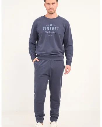Pantaloni relaxed fit cu snur, Albastru