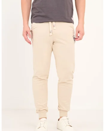 Pantaloni de trening cu snur si logo, Bej