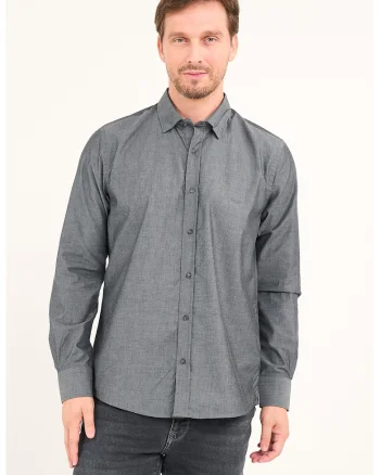 Camasa relaxed fit de bumbac, Negru stins