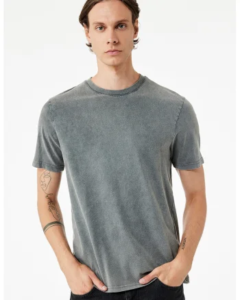 Tricou regular fit cu model uni, Gri inchis
