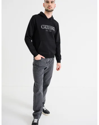 Hanorac cu logo brodat, Negru