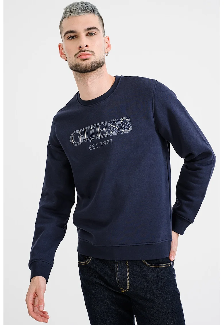Bluza de trening cu logo brodat, Bleumarin