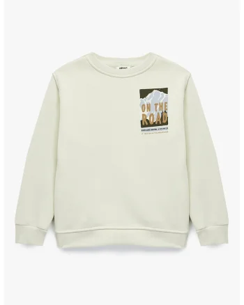 Bluza de trening cu imprimeu discret, Verde pal