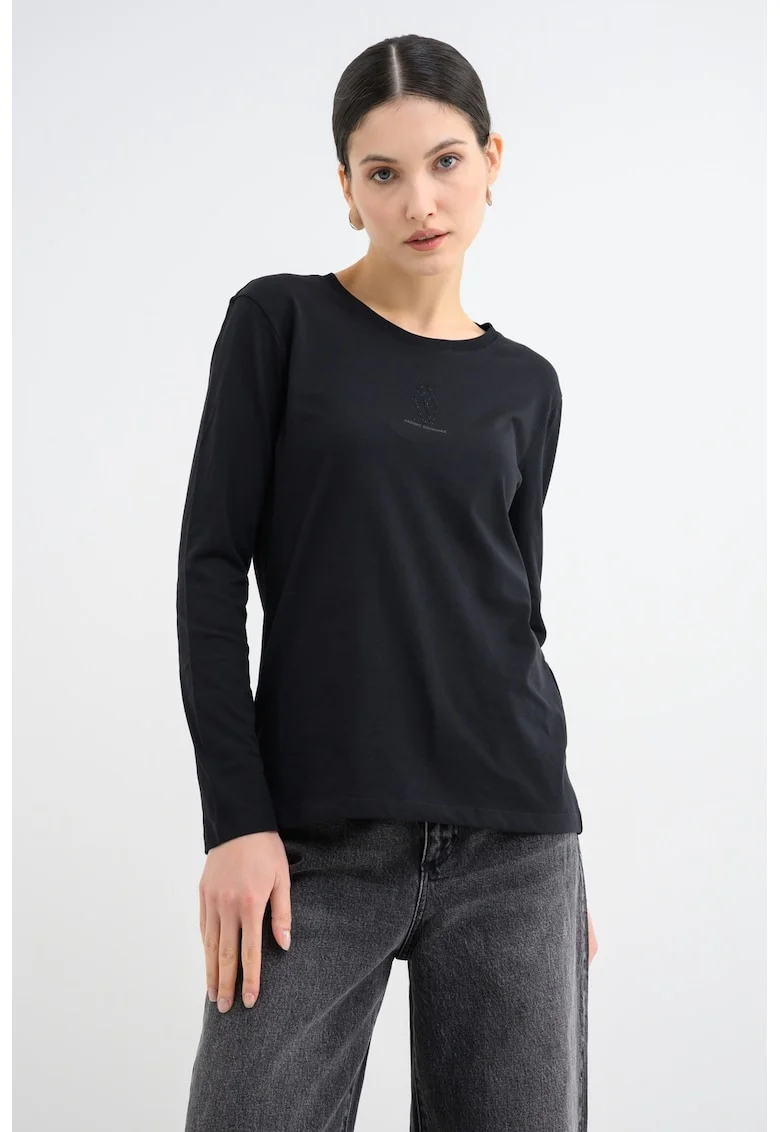 Bluza cu decolteu rotund, Negru