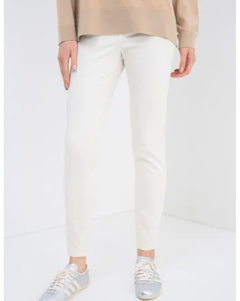 Blugi super skinny cu talie medie, Crem