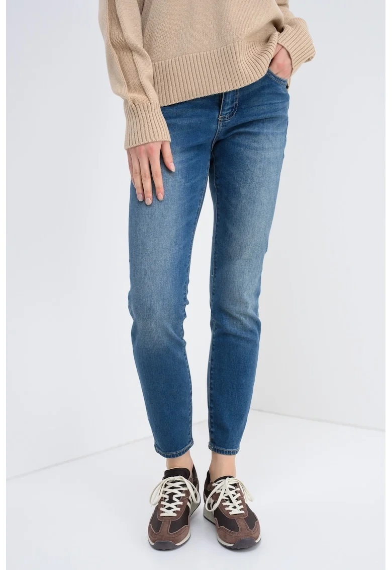 Blugi super skinny cu talie inalta, Albastru prafuit