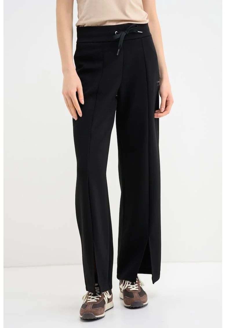 Pantaloni cu croiala ampla si slituri la terminatie, Negru