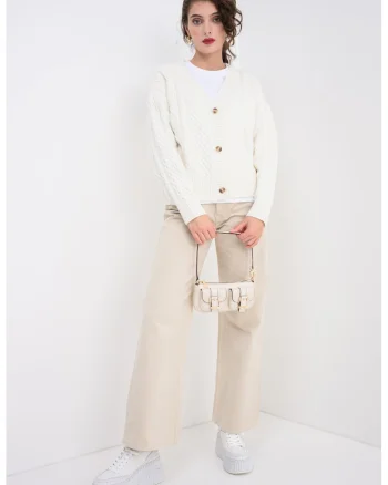 Cardigan din amestec de lana, Crem
