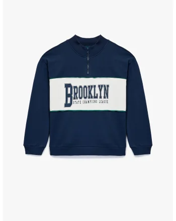Bluza de trening cu text, Albastru indigo