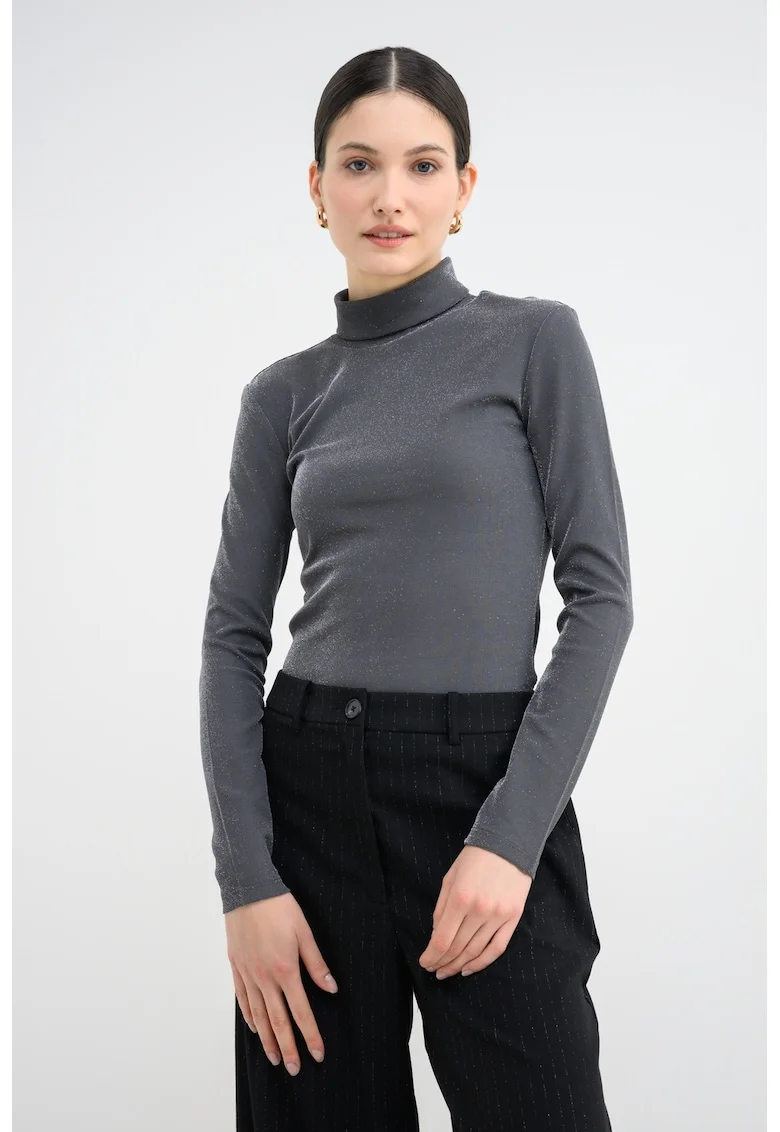 Helanca slim fit din lurex, Gri cenusiu/Argintiu