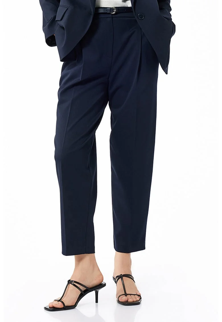 Pantaloni eleganti crop relaxed fit, Gri inchis