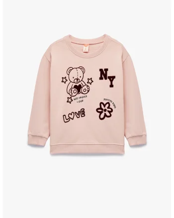 Bluza de trening cu imprimeu grafic, Roz prafuit