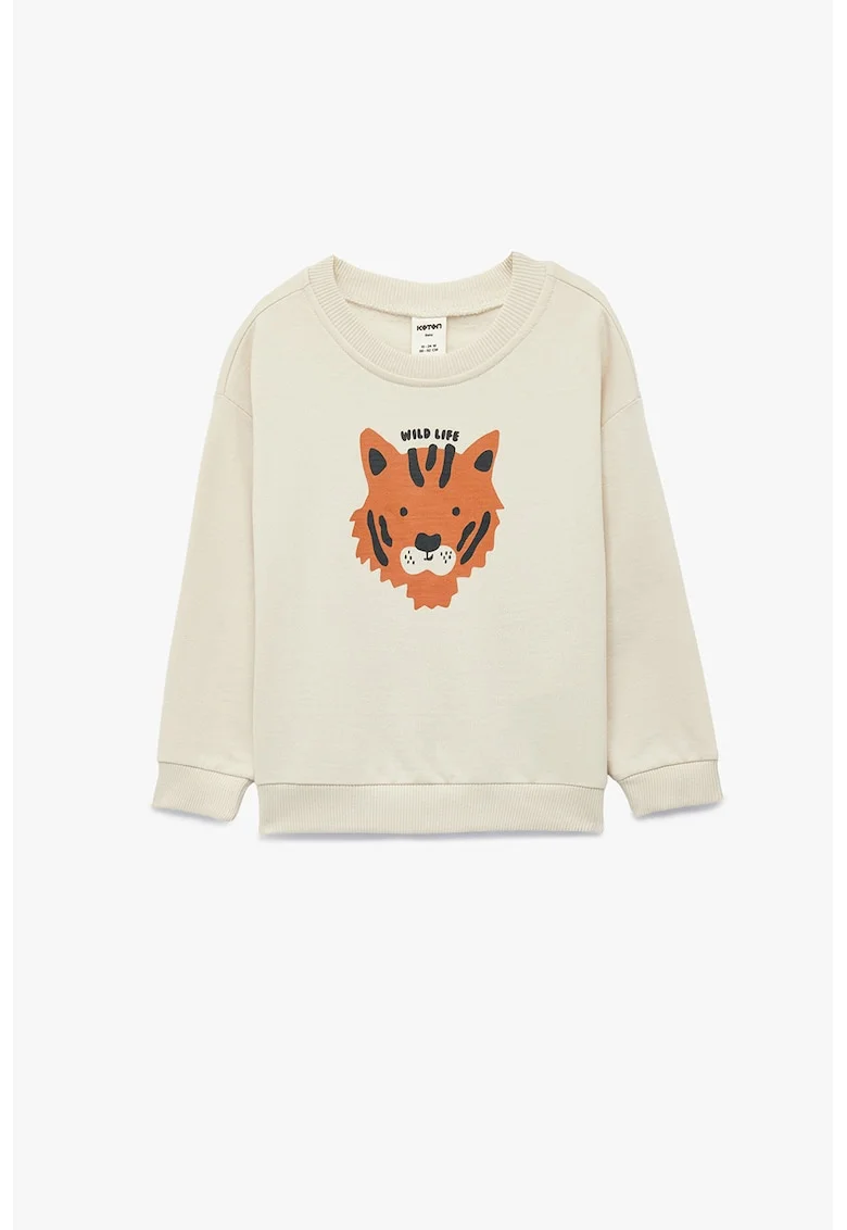 Bluza de trening din bumbac cu imprimeu, Crem
