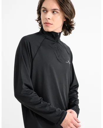 Bluza slim fit cu model text, Negru