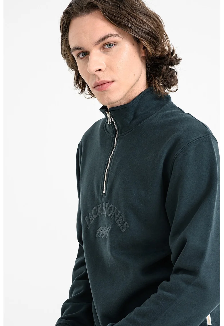 Bluza de trening cu fenta cu fermoar Bleecker, Verde inchis