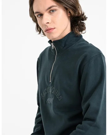 Bluza de trening cu fenta cu fermoar Bleecker, Verde inchis