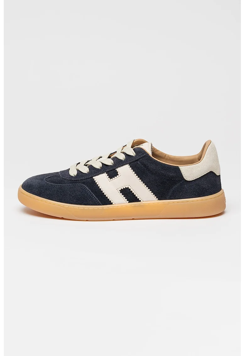 Pantofi sport low-cut din piele intoarsa Cool, Alb/Bleumarin
