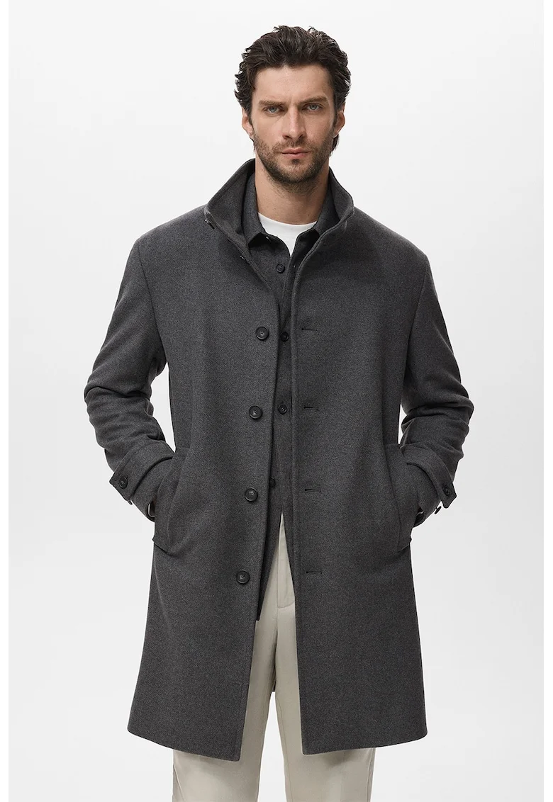 Palton midi slim fit din amestec de lana, Gri