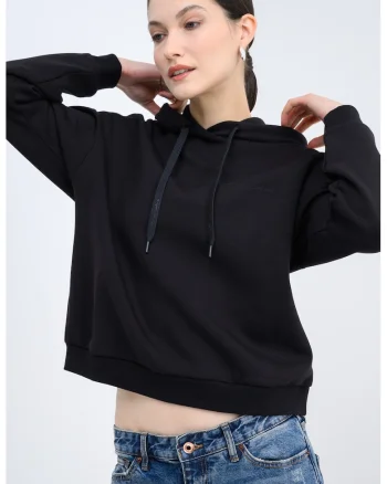 Hanorac cu logo, Negru