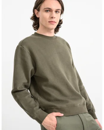 Bluza de trening lunga cu decolteu la baza gatului, Kaki pal