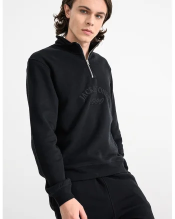 Bluza de trening cu fenta cu fermoar Bleecker, Negru