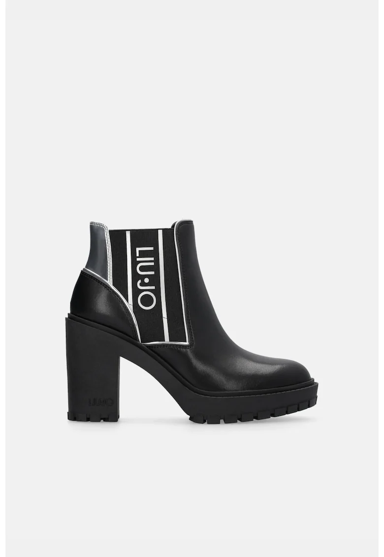 Botine Chelsea cu logo, Negru