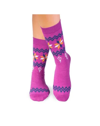 Sosete din Lana cu Fulgi de Zapada Fucsia