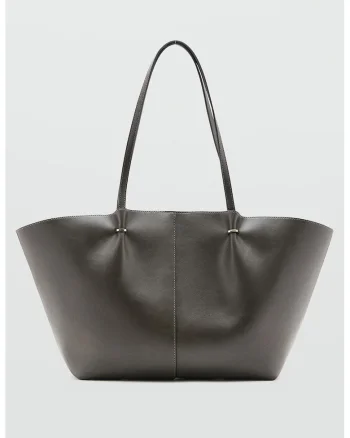 Geanta shopper de piele ecologica, Gri inchis