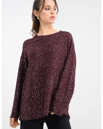 Pulover lejer cu paiete Leilani, Violet/Argintiu