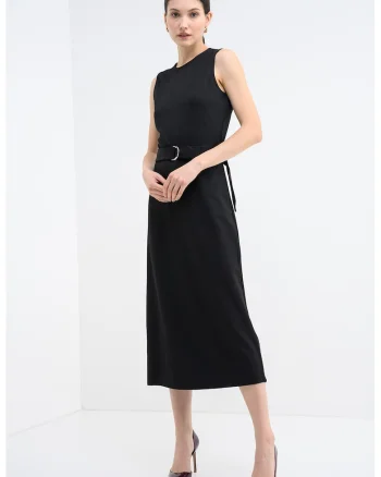Rochie mmidi cu slit, Negru