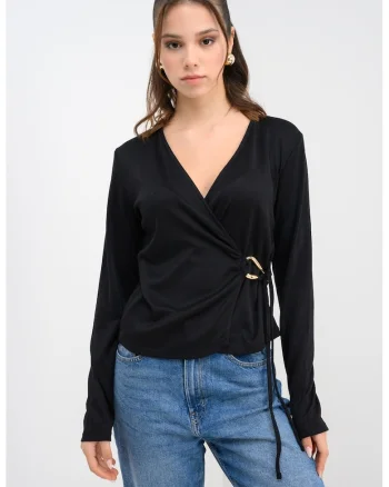 Bluza petrecuta cu decolteu cache coeur, Negru