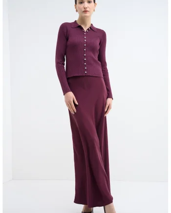 Cardigan cu maneci lungi si nasturi, Violet tyrian