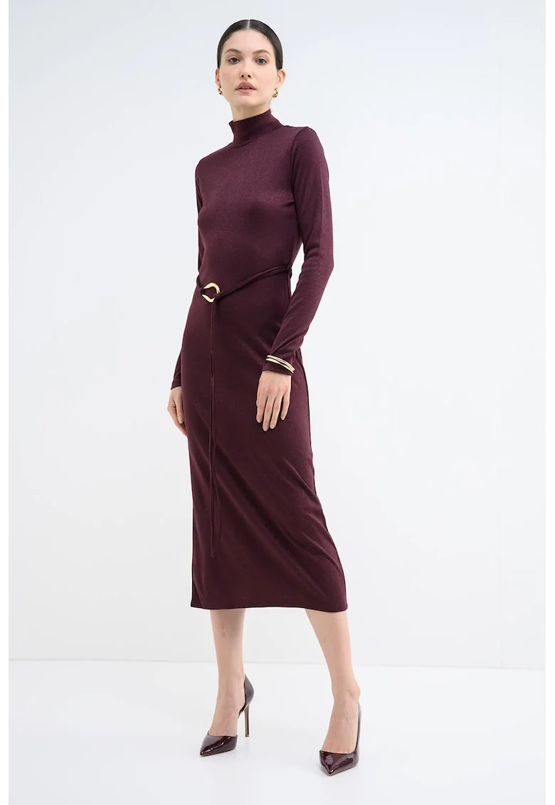 Rochie midi cu un cordon Louisa, Violet tyrian
