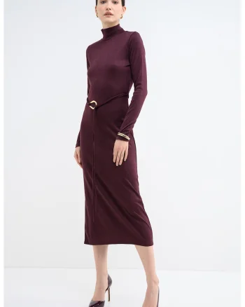 Rochie midi cu un cordon Louisa, Violet tyrian