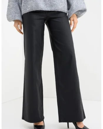 Pantaloni drepti cu talie medie, Negru