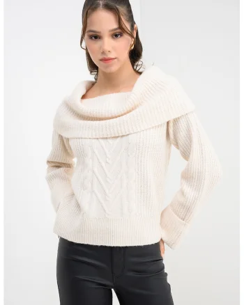 Pulover uni regular fit, Crem