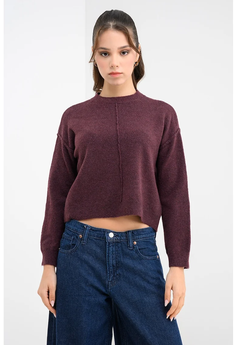 Pulover cu maneci cazute, Violet melange
