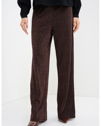Pantaloni ampli cu insertii stralucitoare Maeve, Negru/Auriu rose